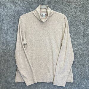 Tweeds‎ Womens Beige Cotton Long Sleeve Turtleneck XL Neutral Minimalist Chic